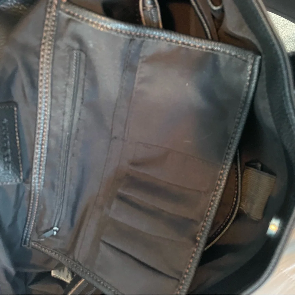 Liz Claiborne Black Faux Leather Shoulder Bag Laptop Office Work Large Tote